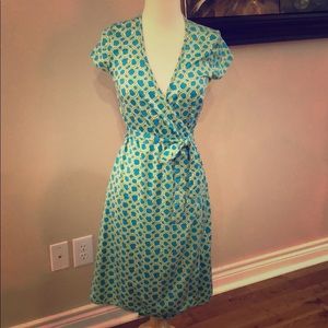 Neon blue / green wrap dress